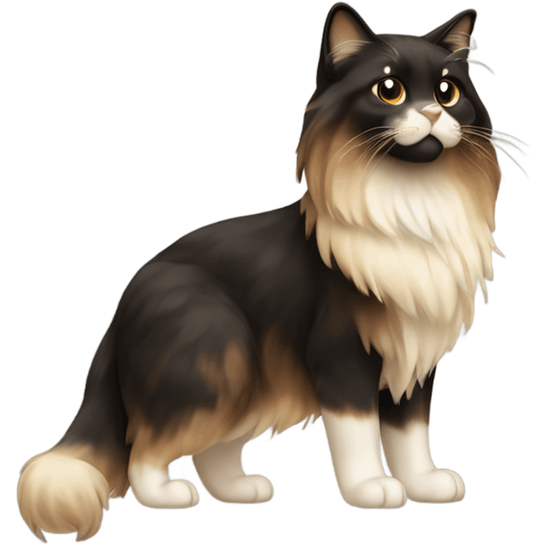 long haired mixed brown black cream fur cat whole body emoji