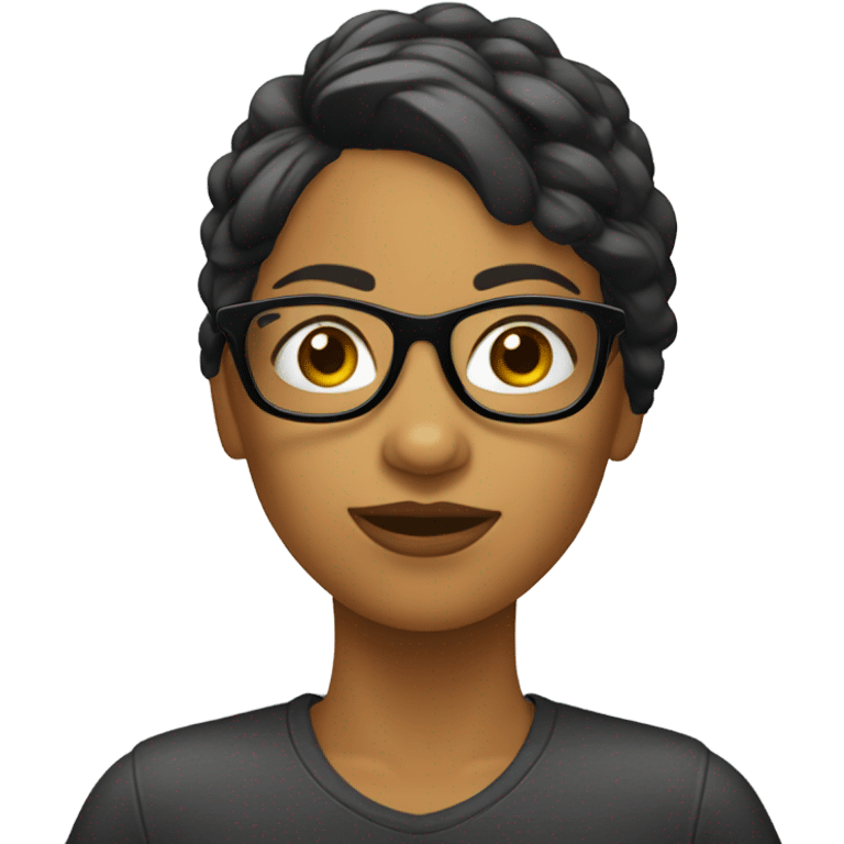 chica cabello negro con lentes emoji