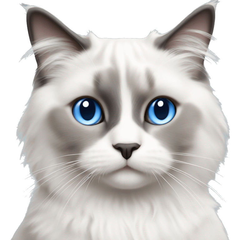 blue eyed white and grey ragdoll cat sitting emoji