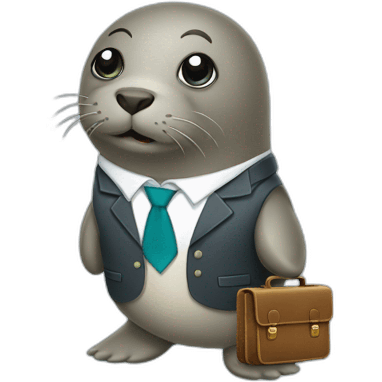 Seal in tie and with briefcase emoji