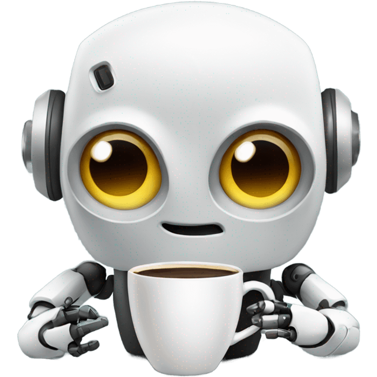 cute robot with a cup of coffee emoji