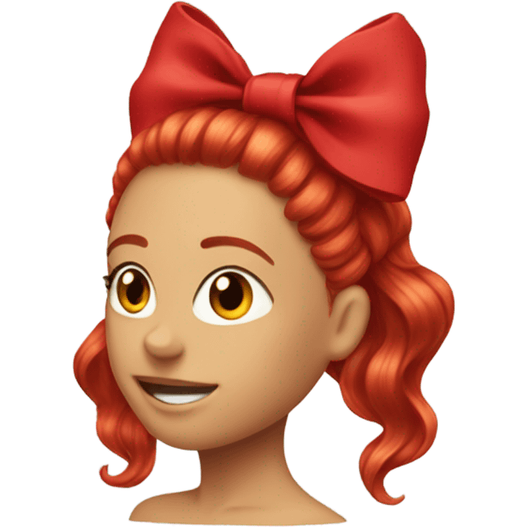 red open hair from behind with a red bow emoji