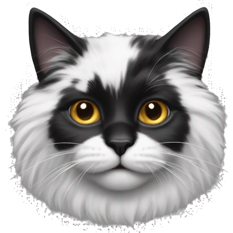 fluffy black and white cat emoji