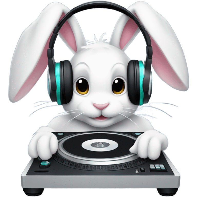 A bunny doing a DJ with headphones  emoji