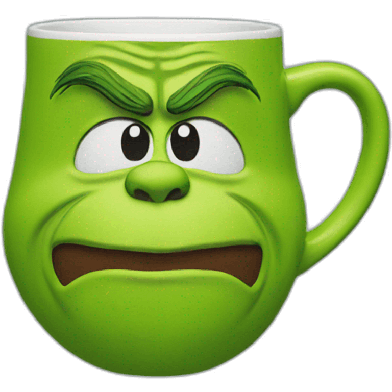 Grinch face shaped mug emoji