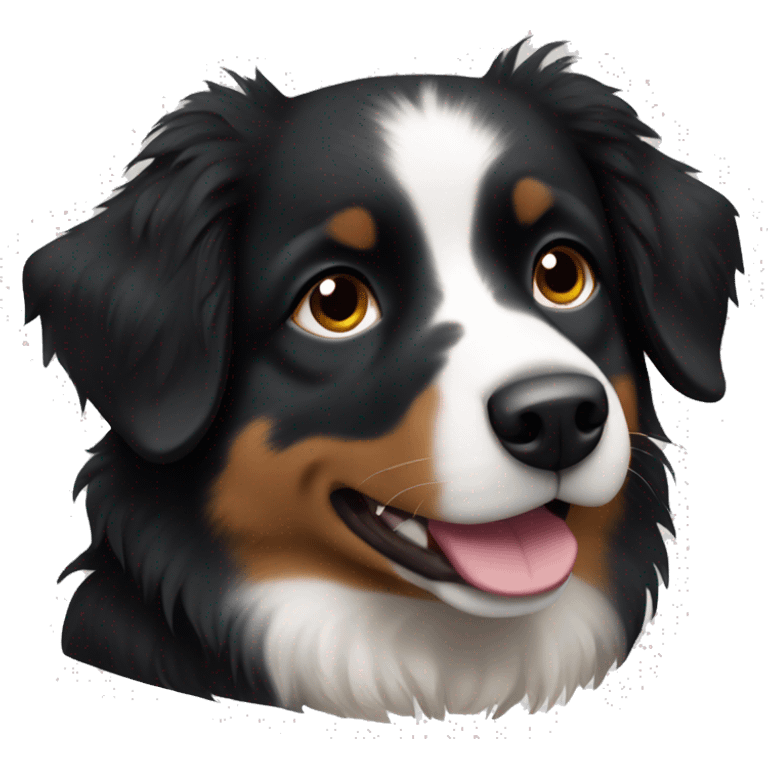 Small black australian shepherd dog with black nose emoji