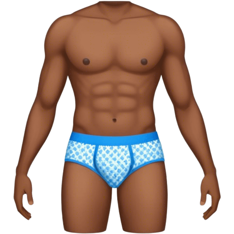 Blue heart patterned men’s briefs brown skin emoji