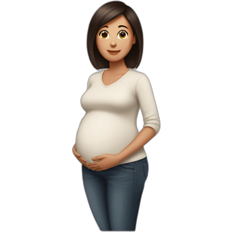 and pregnant wife have dark brown haircut emoji