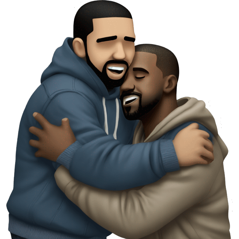 Kanye west and drake hug while drake cries emoji