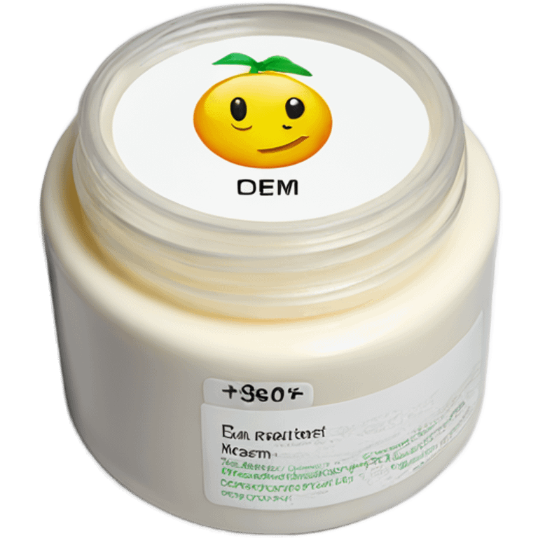 body moisturizer cream pot with label emoji