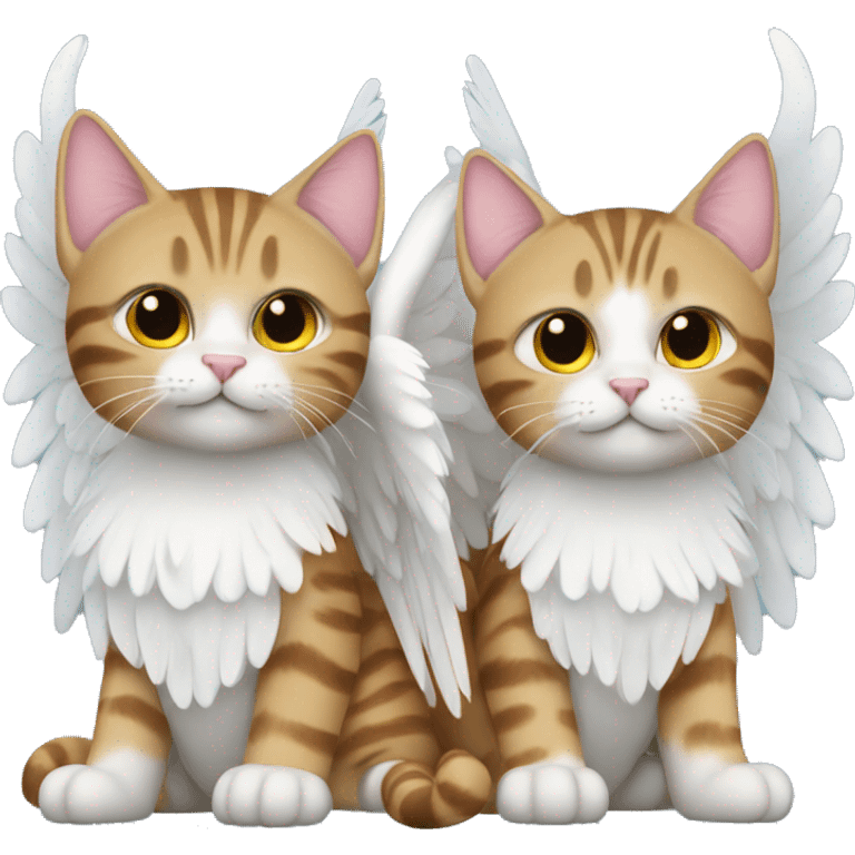 Two tabby cats with angel wings emoji