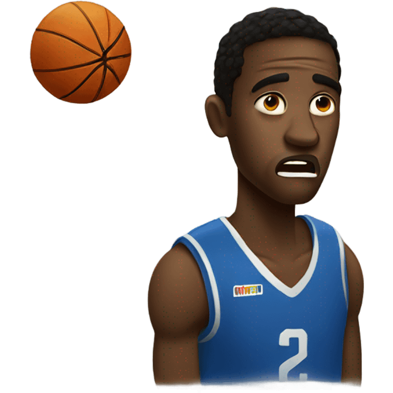 A crying basketball player Black man. emoji