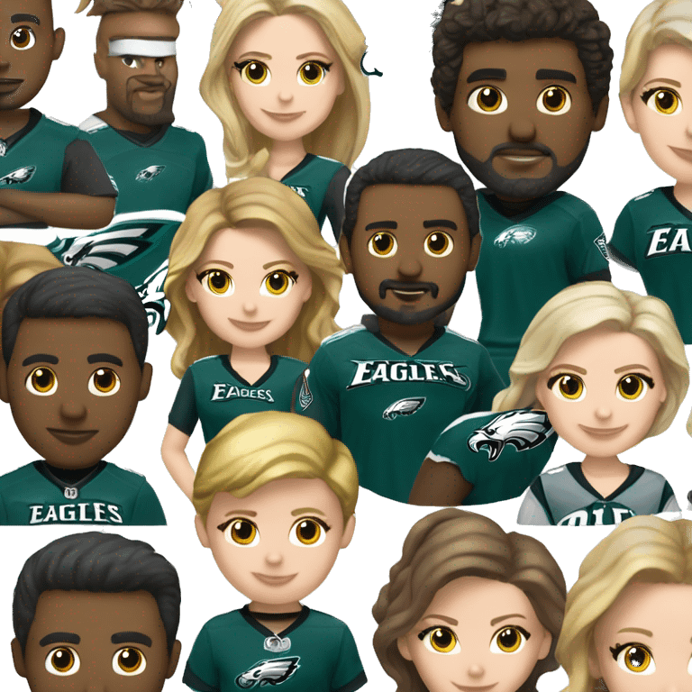 White girl brown guy in Philadelphia Eagles clothing  emoji