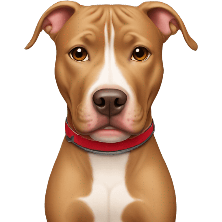 light brown pitbull with red collar  emoji