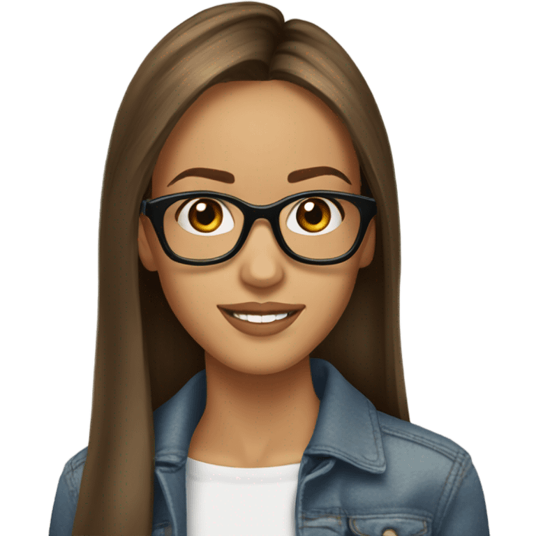 Jessica alba with glasses and straight  brown hair  emoji