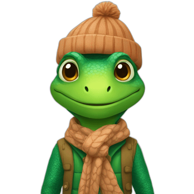 lezard in winter clothes emoji