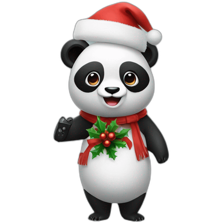 christmas panda in vr headset full body emoji