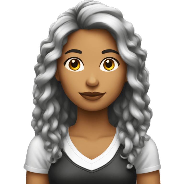 Chica de pelo  largo negro de piel blanca emoji