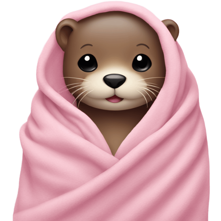 Cozy otter in baby pink blanket  emoji