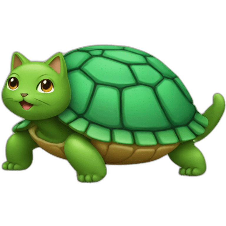 Un chat sur une tortue emoji