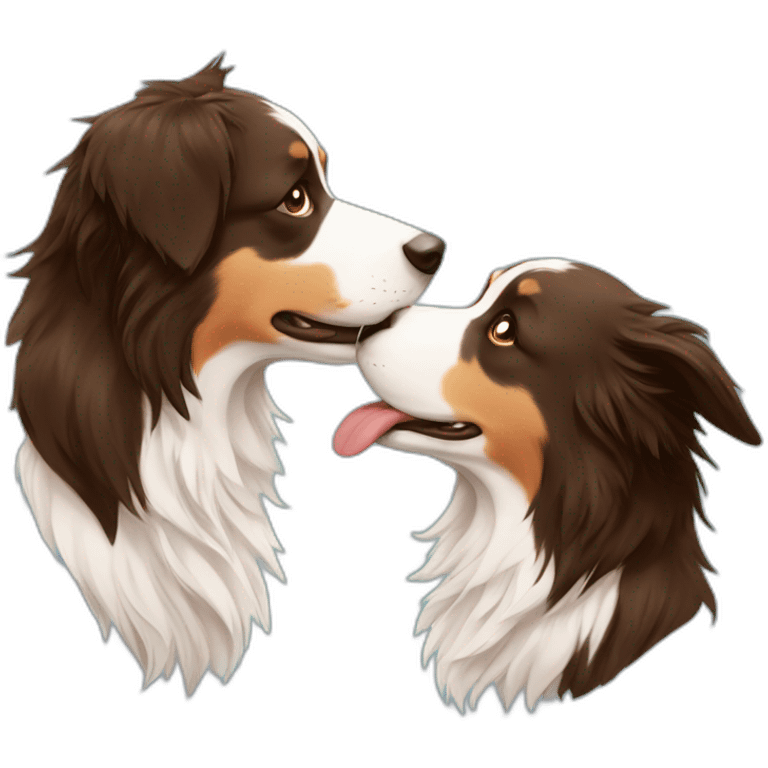 two border collies kissing emoji