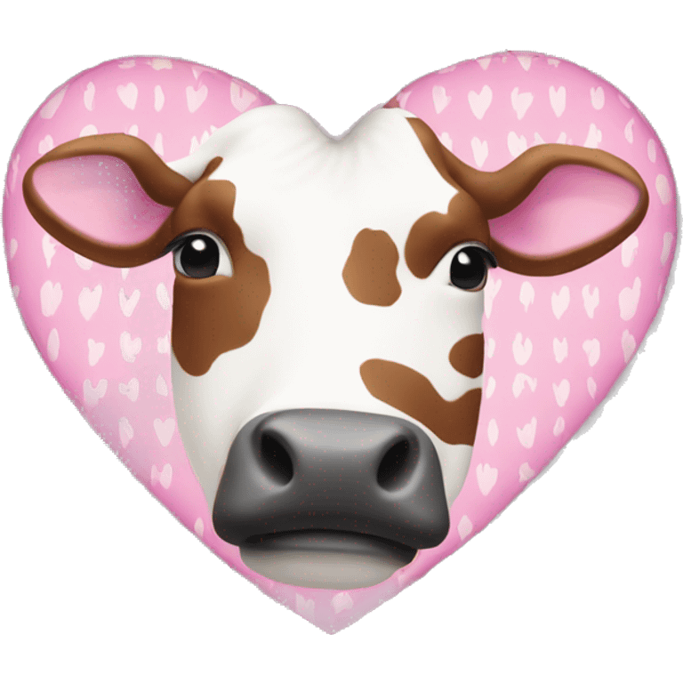 Heart with pink and white cow print pattern emoji