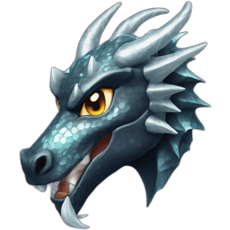 Glittering diamond horn black unidragon head emoji