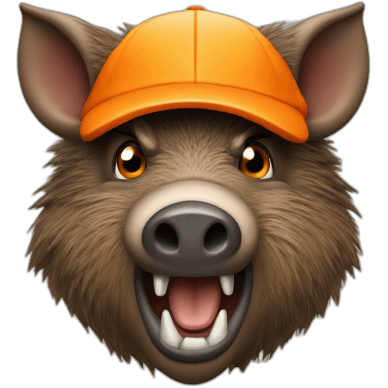 ANGRY wild boar with orange cap emoji