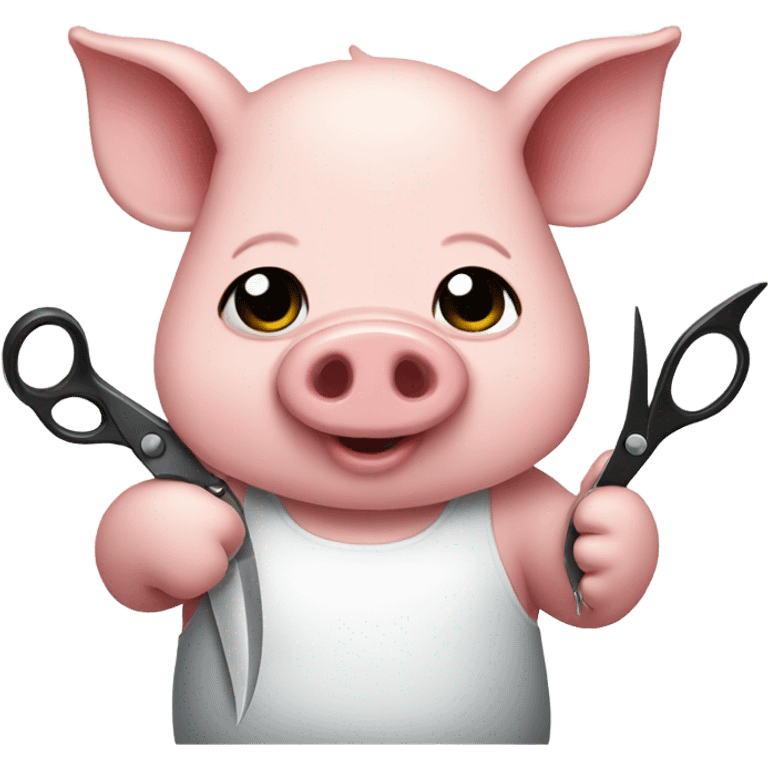 Pig holding scissors emoji