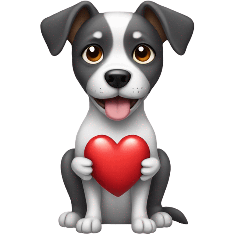 Dog holding a heart emoji