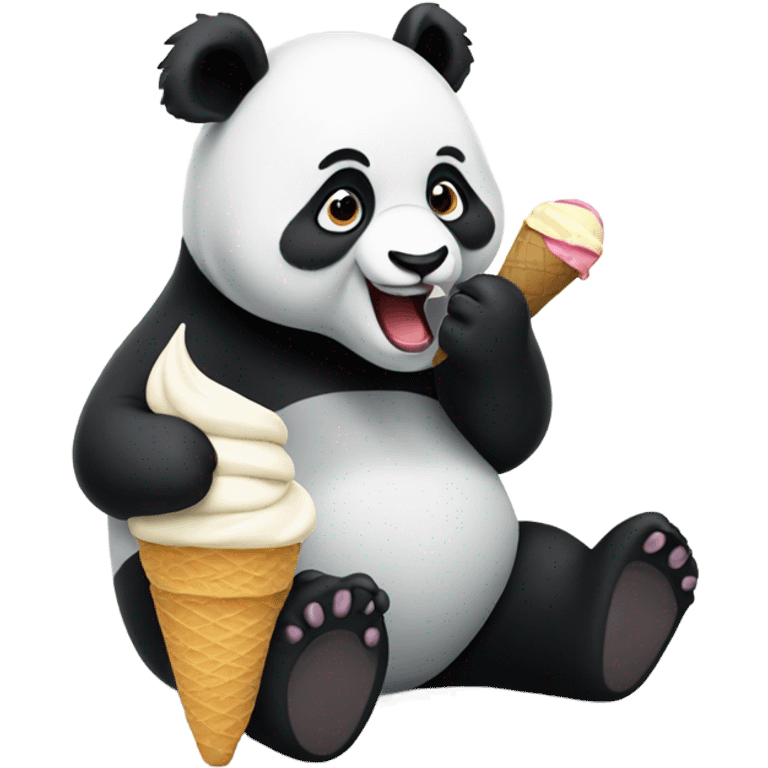 Panda eating ice cream emoji