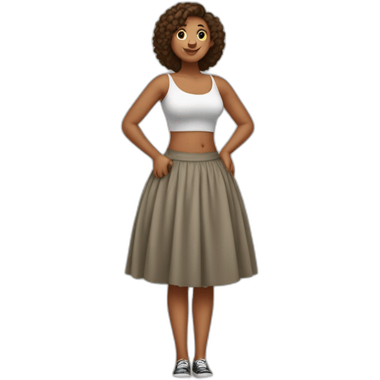 Full body Curvy girl in skirt lifts her scirt emoji