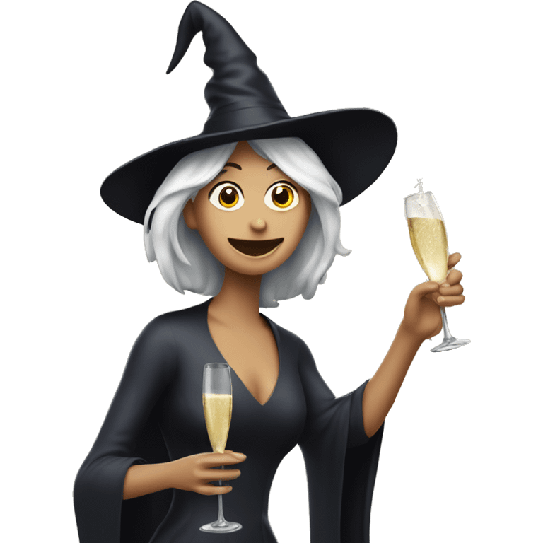 Witch Popping Champagne Bottle emoji