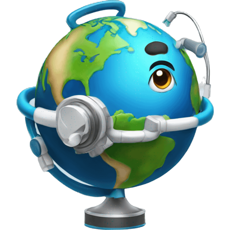 planet earth wearing a stetoscope emoji