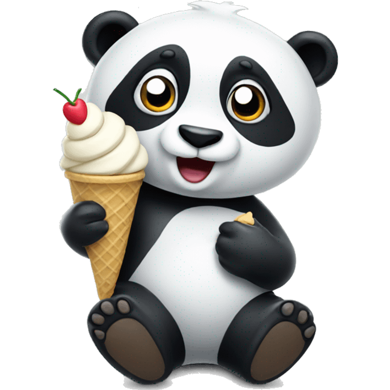 Panda eating ice cream emoji