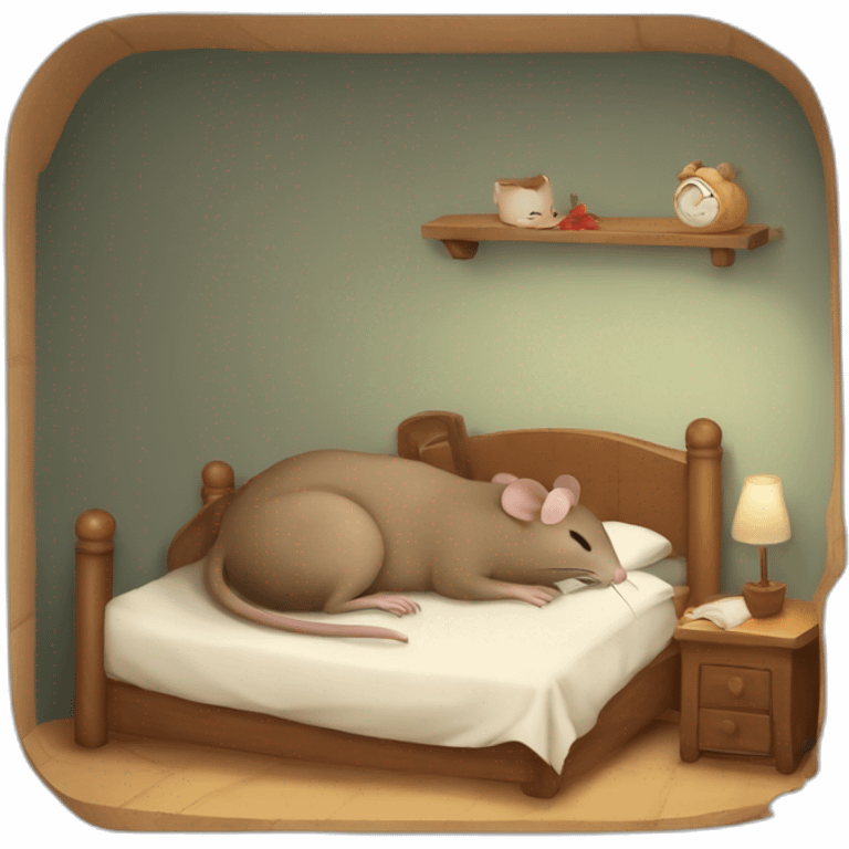 Mice sleeping in bed and a hearth emoji