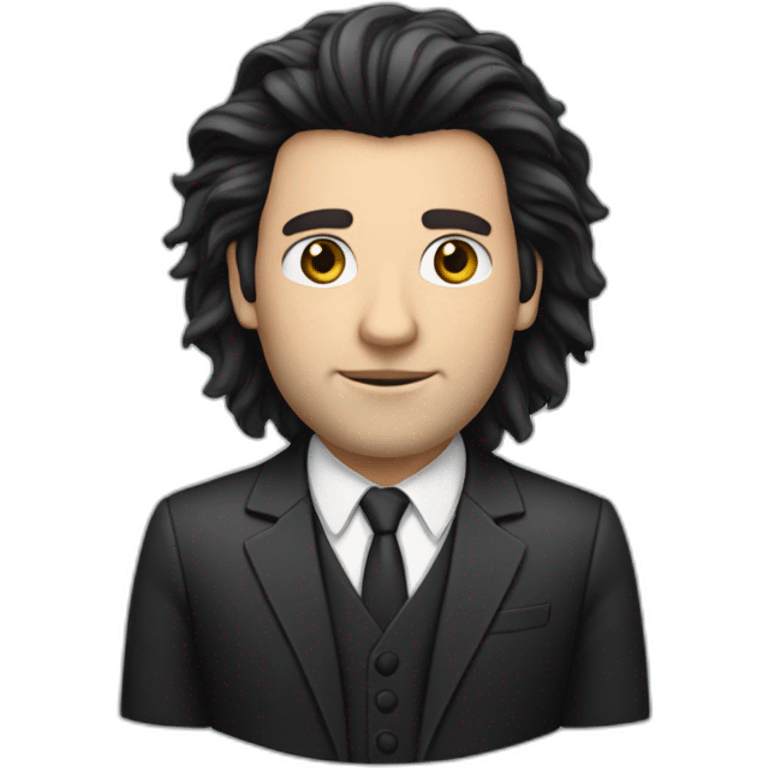 Caucasian man with black lion's mane hair and wearing a suit emoji