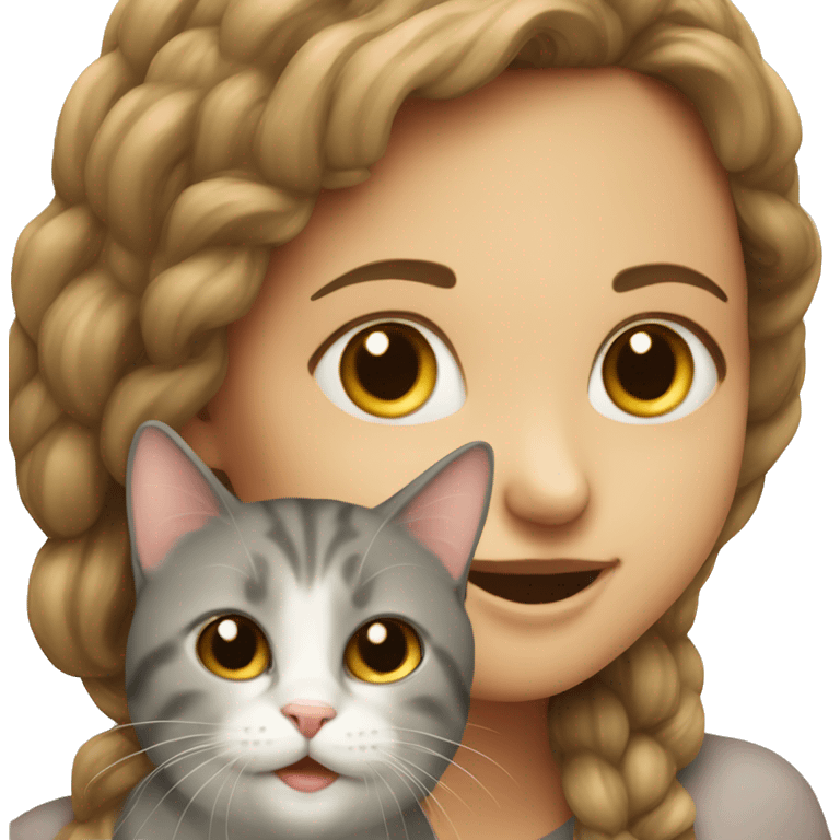 smiling girl with cat portrait emoji