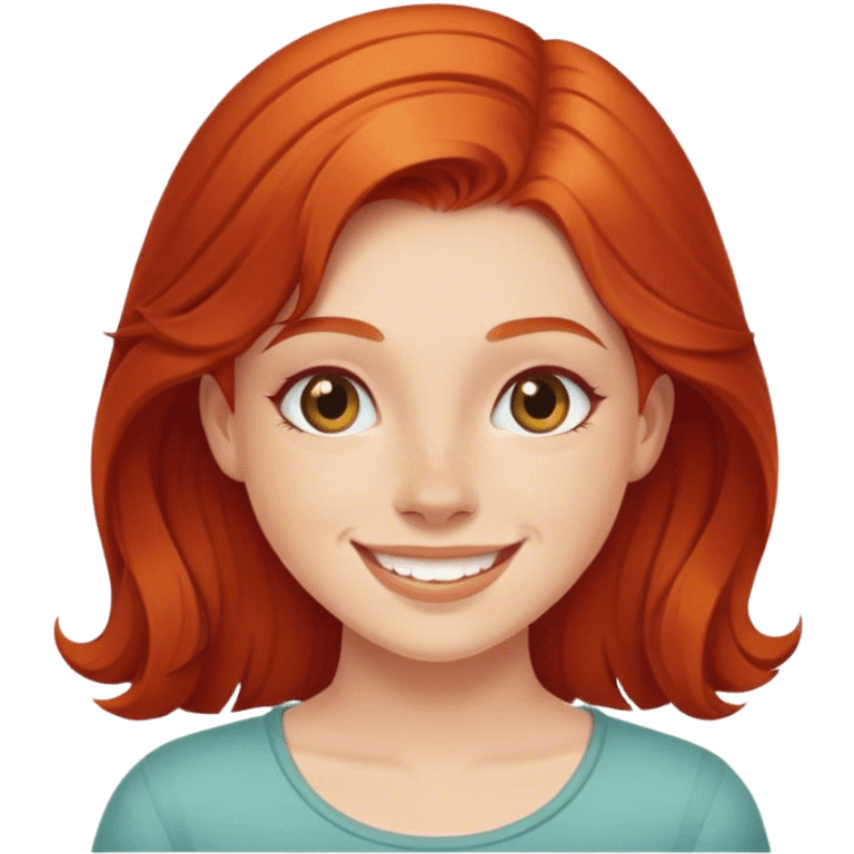 Redheaded girl smiling indoors emoji