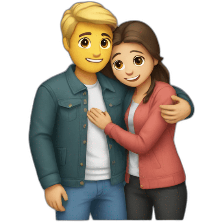 A boyfriend hug her girlfriend  emoji