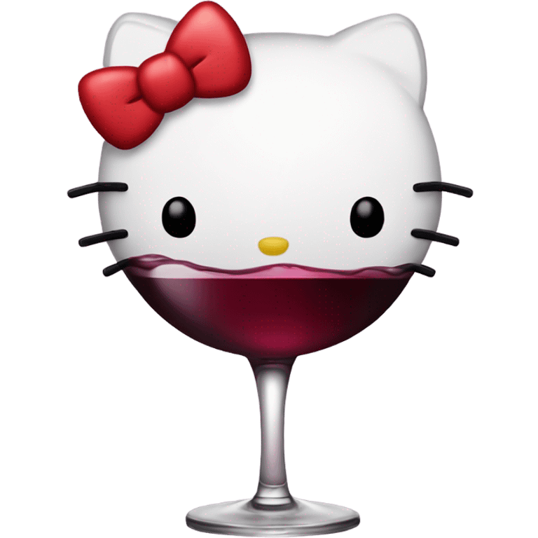 Hello Kitty drinking red wine emoji