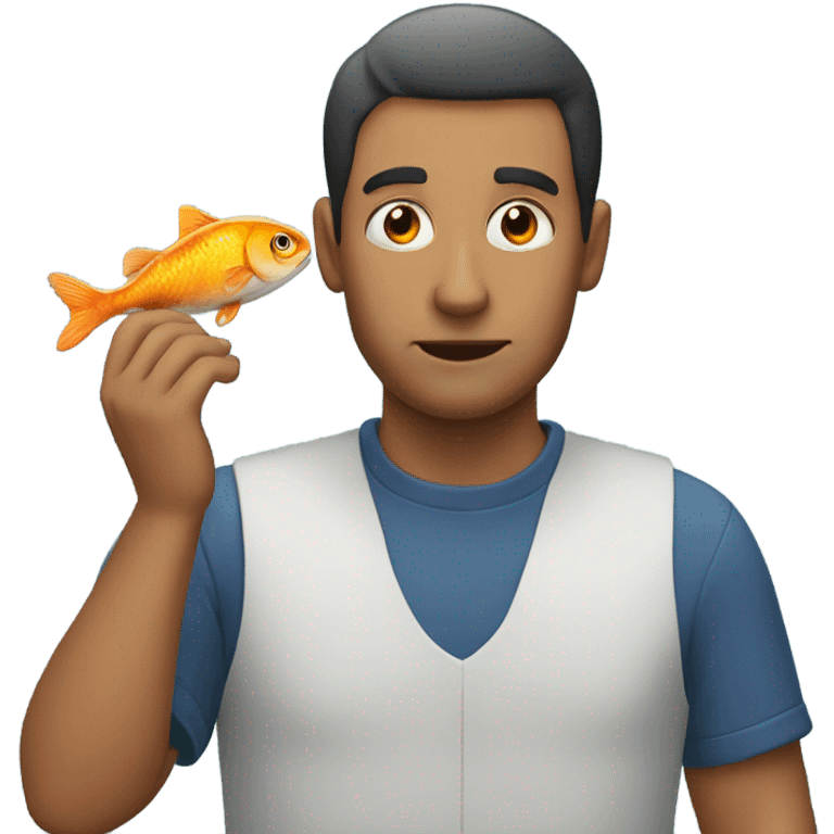 Man being absorbed by a fish emoji