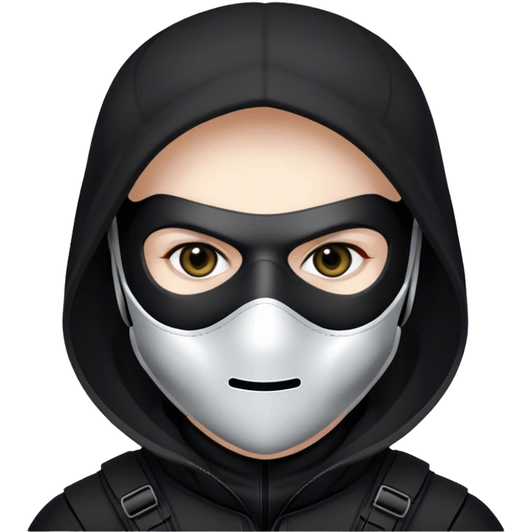 A masked assassin futuristic  in a black tactical suit emoji