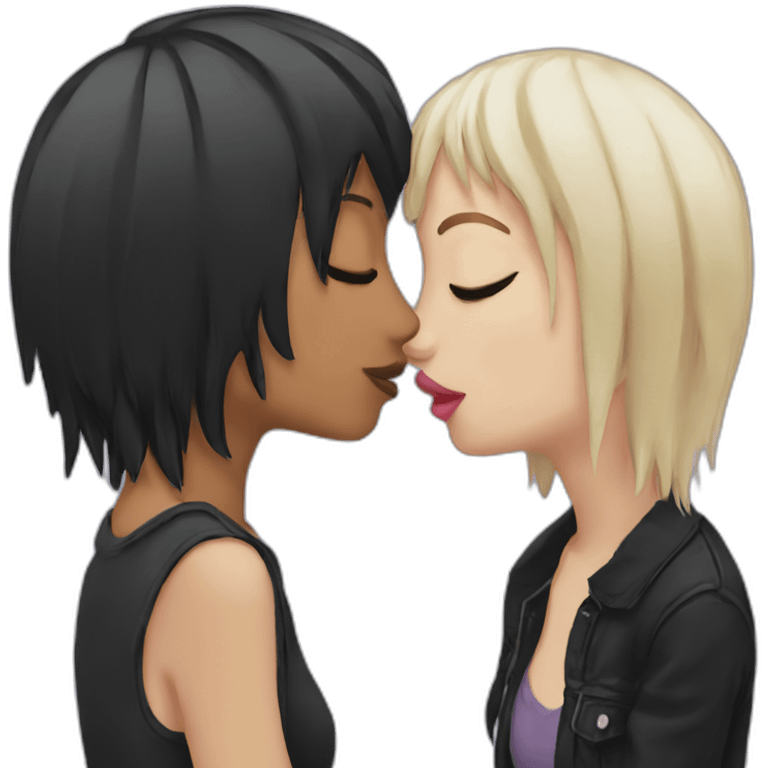 two emo girls kissing emoji