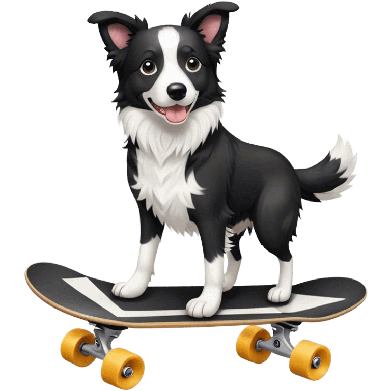 Border collie on a skateboard emoji