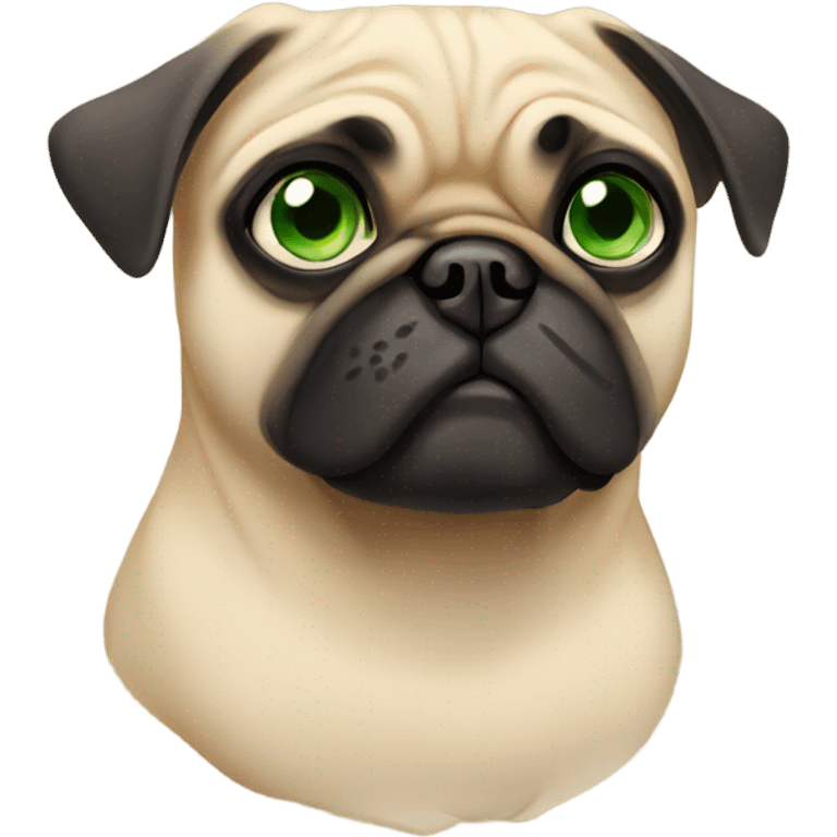 Tan pug with green eyes and tan muzzle emoji