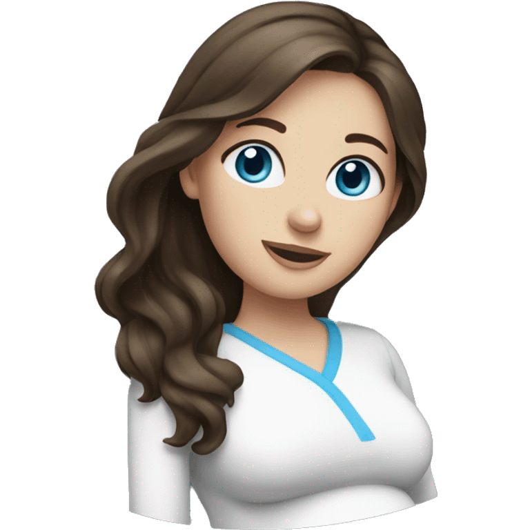 Brunette, white with blue eyes pregnant girl emoji