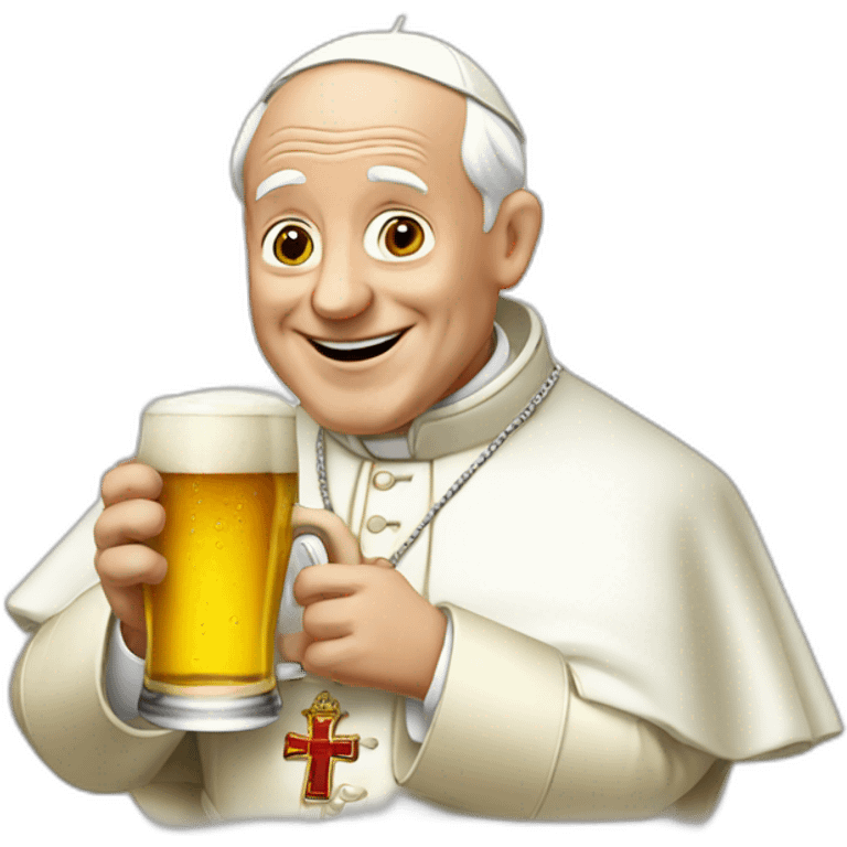 Pope drinking beer emoji