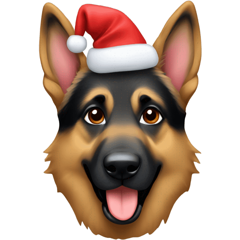 german shepherd with christmas hat emoji