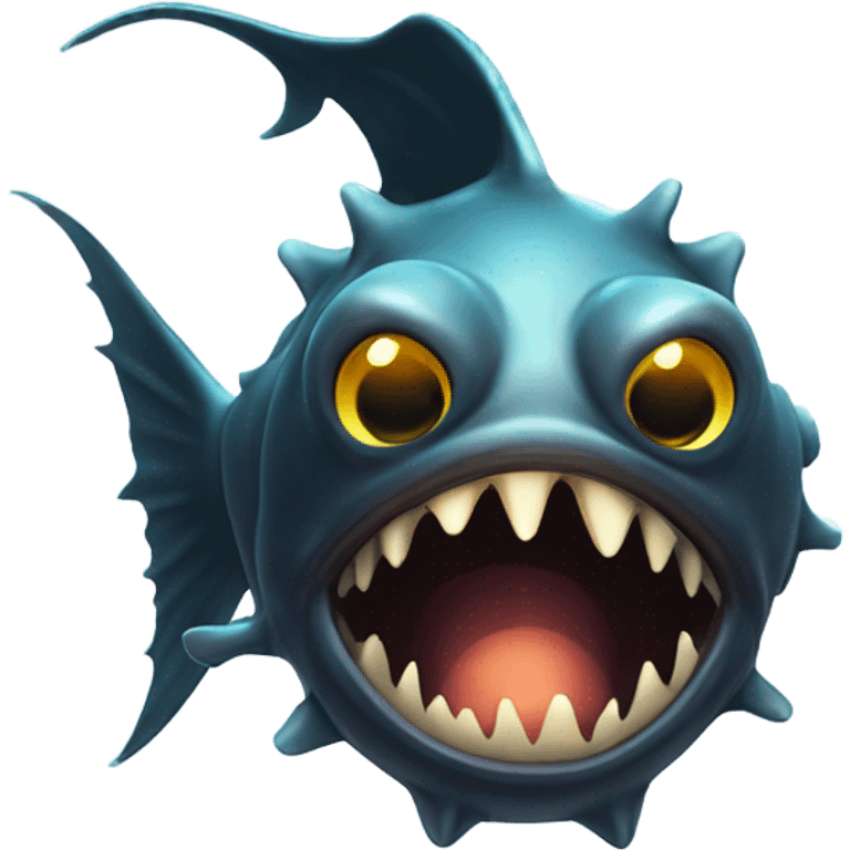 Anglerfish with glowing lure, sharp teeth, and big eyes. emoji